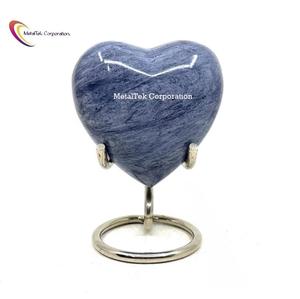 Blue Marble Granite Finish Small <b>Keepsake</b> <b>Ashes</b> Heart Cremation Funeral Urns With Stand Customized Colours Wholesale Low Price - Product Image 1