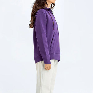Women's Heavyweight Cotton Fleece Zip-Up Hoodie Long Sleeve French Terry Casual Style Drawstring Hooded Zip-Up Hoodie - Product Image 3