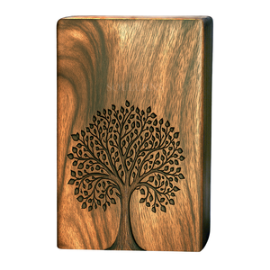Urne en bois de manguier Tree Life, finition bois naturel, gravée à la main, style américain, écologique, biodégradable, commémoration adulte - Product Image 1