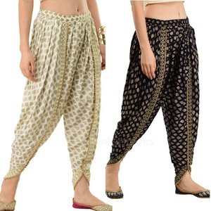 Readymade Printed <b>Dhoti</b> Lace Rayon Fabric Regular Fit <b>Dhoti</b> Pant/<b>Salwar</b>/ Elastic Waist High Waist Quick Dry Breathable - Product Image 1