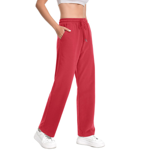 Pantalon de survêtement évasé personnalisé pour femme, avec doublure polaire, coupe large et droite, vente en gros - Product Image 3