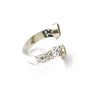 <b>Two</b> <b>Stone</b> Peridot Designer Adjustable Band <b>Ring</b> 925 Sterling Silver - Double Round Green Gemstone Open Jewelry - Product Image 3