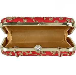 Folk Art Metal Clutch <b>Bag</b> With Silver Plated <b>Studs</b> Irregular Shape Craft - Product Image 3