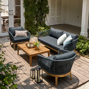 Conjunto de Sofás de Bambú Modernos y Duraderos para Exteriores, con Estructura de Aluminio y Cojines Impermeables, para Sala de Estar, Patio, Hotel, Muebles de Patio de Lujo - Product Image 2