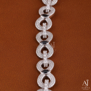 AARVA JEWELS 925 <b>Silver</b> Rhodium Plated Moissanite Chain <b>Bracelet</b> Women's Luxury Geometric Link <b>Bangles</b> Micro Pave Marquise Cut - Product Image 6