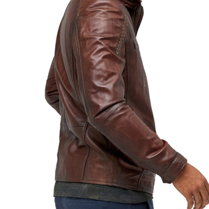 Wholesale <b>Men</b> <b>Leather</b> <b>Jacket</b> Down Collar Coats <b>Men's</b> <b>Leather</b> Bomber <b>Jackets</b> Outwear <b>Men</b> Casual <b>Jacket</b> OEM Serviced Design - Product Image 2