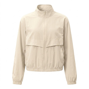 Chaqueta Ligera de Mujer, con Cierre, Cuello Alto, Corta, de Color Sólido, para Todas las Temporadas, Ropa de Exterior - Product Image 2