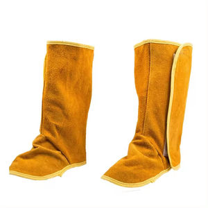 Chaussures de soudeur longues en cuir de vachette fendu avec logo personnalisé, résistantes aux flammes, protection des pieds pour soudeurs, les plus vendues - Product Image 3