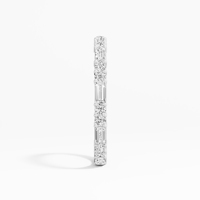 Anillo de Eternidad Clásico VABS DIAMOND para Mujer, Plata de Ley 925, Bañado en Rodio, 0.70 Ctw, VVS-VS, Moissanita Baguette, Venta al Por Mayor