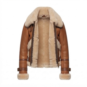 Men's Brown <b>Suede</b> <b>Bomber</b> <b>Jacket</b> With Fur Lining Zipper Closure Winter Moto Style Short Length Thick Genuine Leather Coat - Product Image 3