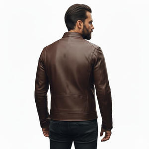 Blouson en cuir et toile tendance 2026 pour hommes – Vente en gros, cuir véritable de haute qualité, fermeture éclair, logo embossé, matelassé pour l'hiver - Product Image 3