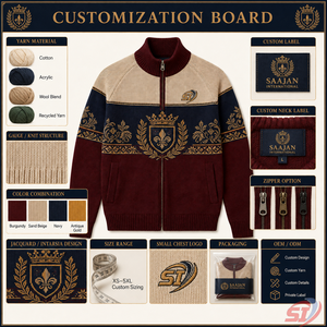 Veste en tricot intarsia de luxe sur mesure, cardigan côtelé à fermeture éclair intégrale, pull jacquard, design personnalisé, OEM, marque privée - Product Image 3