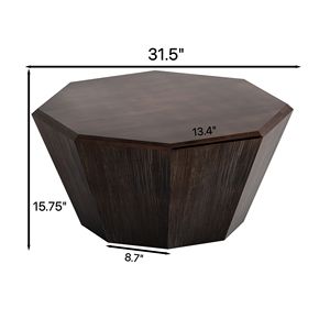 31.5 \ "tavolino ottagonale in legno di noce nero per soggiorno camera da letto - Product Image 4