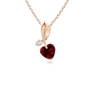 Pendentif Cœur en Rubis Vaayu Jewels avec Diamant Plaqué Or et Argent, Bijou Solitaire pour Femme, Cadeau de Fête - Product Image 2