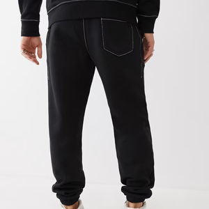 Pantalones Deportivos Negros de Algodón para Hombre, Cintura Elástica, Bolsillos Laterales, Joggers Casuales, Tejido de Punto Medio, Ropa de Otoño - Product Image 2