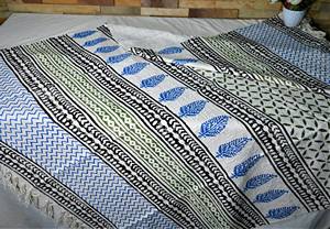 ผ้าห่มผ้าฝ้ายออร์แกนิกพิมพ์ลายบล็อกสไตล์โมเดิร์นทำมือ สำหรับเตียง โซฟา ตกแต่งห้องนั่งเล่น เป็นมิตรกับสิ่งแวดล้อม ใช้ได้ทุกฤดู ของตกแต่งบ้าน - Product Image 4