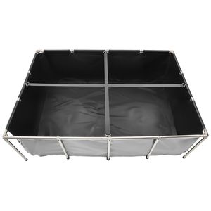 Vasca Rettangolare per Pesci Rossi da 470 Galloni, Laghetto per Koi in PVC con Pannello Trasparente, Vasca per Pesci da Esterno in Tela con Motivo Quadrato in Acciaio Inossidabile - Product Image 1
