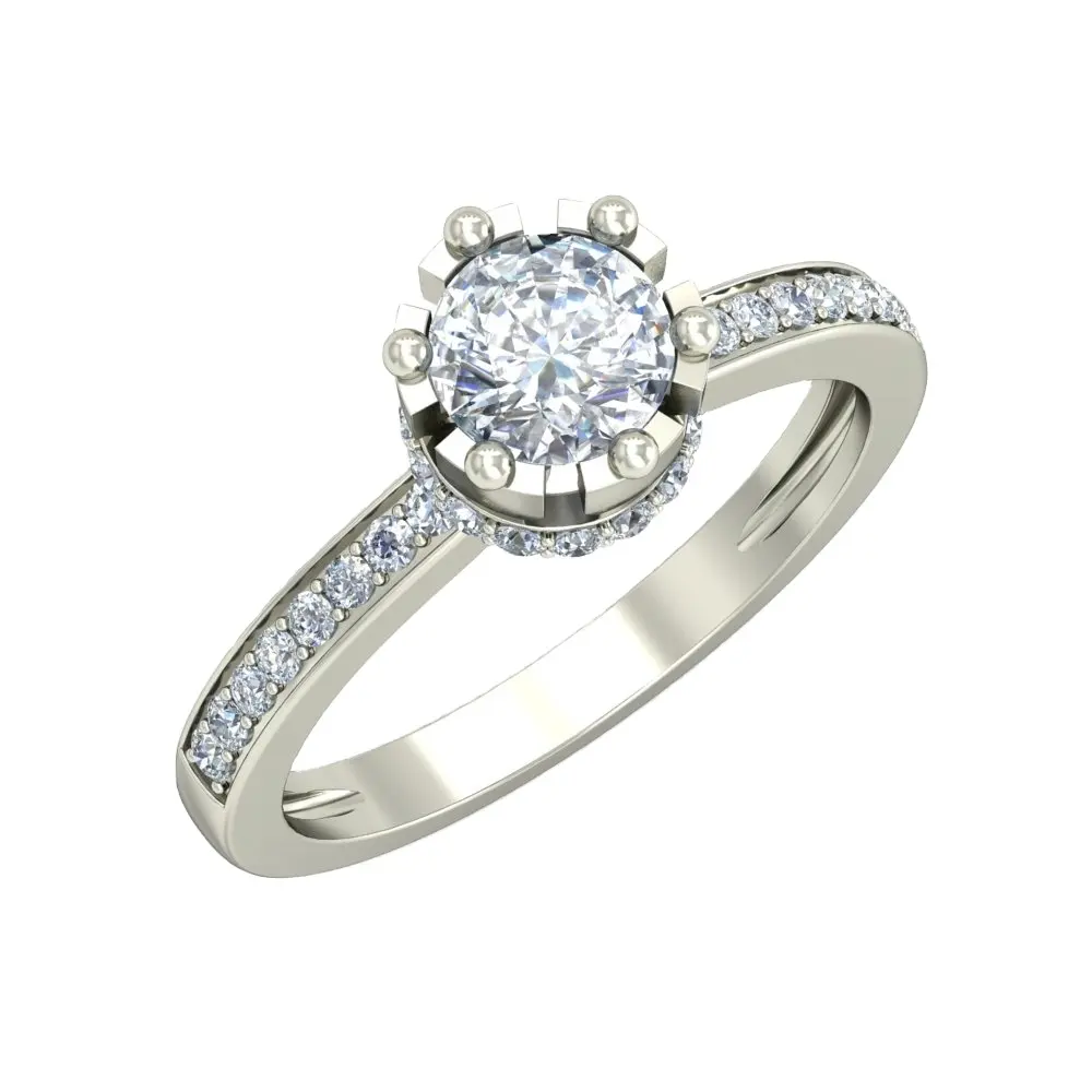 Desain Khusus menakjubkan dan klasik 14K putih emas Lab tumbuh soliter berlian cincin hadiah pengantin untuk pertunangan dengan harga pabrik