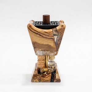 Quemador de Incienso Árabe Mabkhara de Resina Epoxi y Madera de Lujo, Quemador de Oud, Decoración para el Hogar - Product Image 1