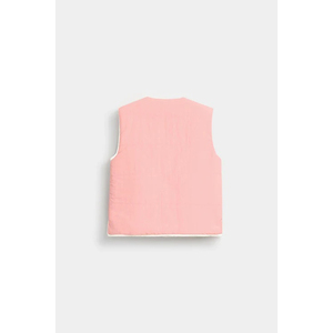 Gilet matelassé rose sans manches pour femme, col rond, fermeture boutonnée, vêtement d'extérieur décontracté, longueur normale, couleur unie, rembourrage en polyester - Product Image 2