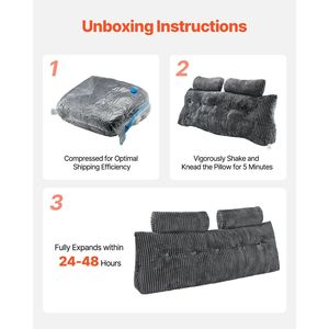 Almohada de cuña de cama de tela de franela gris tamaño Queen con 2 bolsillos laterales 2 reposacabezas lavable para leer juegos descanso trabajo - Product Image 2