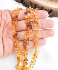 สร้อยคอทัวร์มาลีนสีน้ำตาลเหลืองธรรมชาติ, พลอยรูปหยดน้ำและรูปอัลมอนด์, ความยาว 8 นิ้ว สำหรับทำเครื่องประดับอัญมณีชั้นดี - Product Image 6