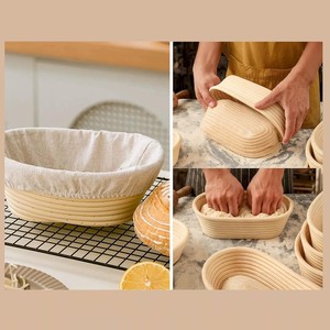 Sustainable Oval Rattan Dough Proofing <b>Basket</b> Handcrafted Cane <b>Bread</b> Rising <b>Basket</b> For Sourdough Baking Kitchen Tool Use - Product Image 5