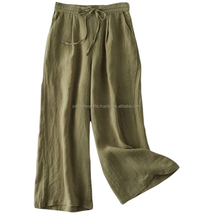 Personnalisable OEM ODM Pantalon large élégant pour femmes 100% lin écologique respirant pour l'été - Product Image 6