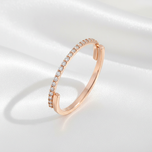 แหวนแต่งงานครึ่งวงประดับเพชรคิวบิกเซอร์โคเนียหรูหรา เงินแท้ 925 แบบซ้อนได้ สำหรับงานหมั้นและวันครบรอบ - Product Image 6