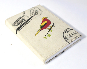 New Style Recycled Cotton Handmade Papers Hard Cover Refillable Canvas Multi Color Bird Being Screen Printed Paper Notebook - Product Image 2