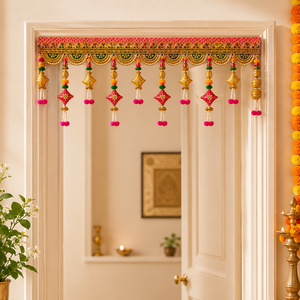 Handmade Bandhanwar Door Toran Embroidered Pearl Latkan Hanging Festive Diwali <b>Wedding</b> Home Entrance Decor - Product Image 2