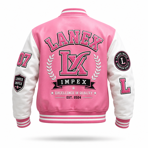 Custom Varsity Baseball Leather Jacket with Chenille Patches PU Leather Sleeves Embroidered Logo Unisex Streetwear Bomber Jacket - Product Image 3