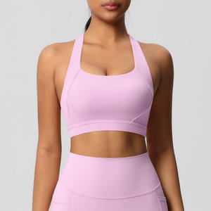 Soutien-gorge de sport pour femme, design dos croisé élégant, maintien élevé, compression, pour yoga et gym, en nylon et coton - Product Image 1