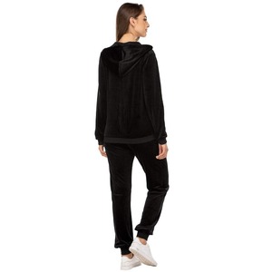 Ensemble de survêtement unisexe en velours noir imprimé 2-en-1, à manches longues, avec capuche et cordon de serrage, style décontracté et sportif, respirant, couleur unie - Product Image 3