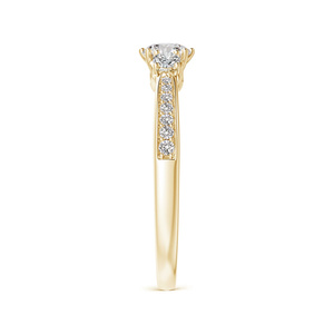 Bague en diamant vintage certifiée IGI, taille brillant, diamants latéraux, cadeau de fiançailles et de mariage, or 10K 14K 18K, argent 925 935 - Product Image 3
