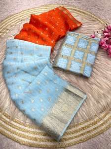 ผ้าซิ่นชีฟองดีไซน์หรูหราพร้อมเสื้อคลุมสุดสง่างาม ทันสมัย สวยงาม  แบบอินเดีย  สำหรับงานปาร์ตี้  ชุดส่าหรีสำหรับผู้หญิง - Product Image 4