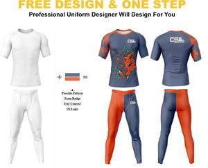 Ropa Deportiva MMA en Oferta, Rush Guard y Pantalones Cortos de BJJ, Tela Spandex Personalizada con Sublimación, Ropa de Compresión para Hombre - Product Image 2