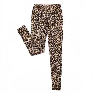 Leggings de Cintura Alta con Estampado de Leopardo para Mujer, Largos, con Bolsillos, Casuales, Elásticos, Cómodos, de Spandex/Nailon de Alta Calidad, 220g - Product Image 3