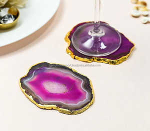 Eco-Friendly Antique Imitation Stylish Resin <b>Coaster</b> Set Natural <b>Agate</b> Stone Design Home Decor Art Collectible - Product Image 5