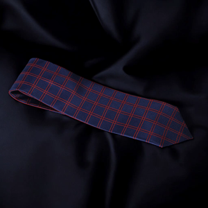 Corbata de Lujo Tie Benon para Hombre, Diseño a Cuadros Azul Marino y Rojo, Microseda |   Corbata de Diseño Premium para Negocios, Bodas y Oficina - Product Image 2