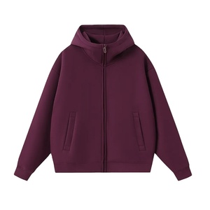 Sudadera con capucha y cremallera completa personalizada de fábrica, versión extragrande con patrón de color sólido, logotipo impreso personalizado - Product Image 1