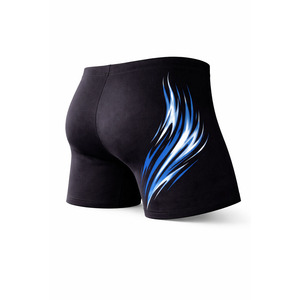 กางเกงว่ายน้ำแบบรัดรูปสำหรับผู้ชาย – ดีไซน์ลายเปลวไฟสีน้ำเงินแบบไดนามิก - Product Image 3