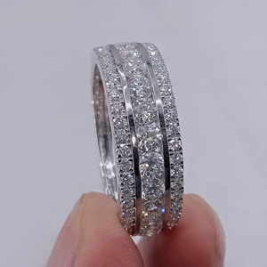 Cut Men's Moissanite Engagement Cluster Band <b>Ring</b> 925 Sterling <b>Silver</b> <b>Eternity</b> Band Rhodium Plated Iced Out Hip Hop Jewelry - Product Image 3
