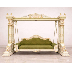 Columpio de Madera con Dosel Estilo Gran Palacio, Cuatro Postes, Acabado en Nogal, Muy Tallado, Jhula/Onjhal, Precio de Fábrica, ¡Gran Venta! - Product Image 5