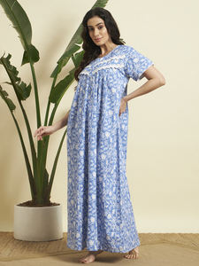 ชุดนอนผู้หญิงผ้าฝ้าย 100% ลายดอกไม้สไตล์วิคตอเรียน ดีไซน์หรูหรา สวมใส่สบาย ระบายอากาศได้ดี เนื้อผ้านุ่มลื่น แขนยาว เหมาะสำหรับฤดูร้อน ฤดูใบไม้ร่วง และฤดูใบไม้ผลิ - Product Image 4