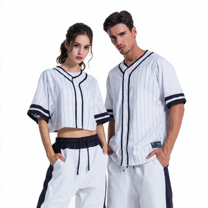 T-shirts courts unisexes en jersey vierges / T-shirts courts de baseball pour femmes à col en V et boutons / T-shirts de baseball boutonnés - Product Image 2