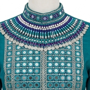 Low Moq Women Traditional Floor Length Cotton Afghan Kuchi Dress Embroidered <b>Blue</b> Green Loose Fit Wedding Wear Afghan Kuchi Dres - Product Image 5