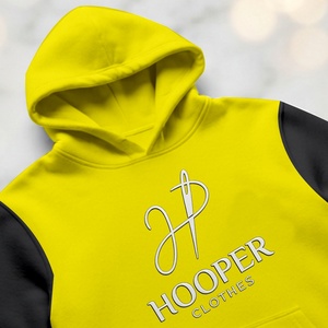 เสื้อฮู้ดผู้ชาย Hooper สีเหลืองดำ ผ้าฝ้ายเฟรนช์เทอร์รี่บุซับใน ระบายอากาศได้ดี แห้งเร็ว โลโก้ที่แขนซ้าย เหมาะสำหรับใส่ในฤดูหนาว - Product Image 6
