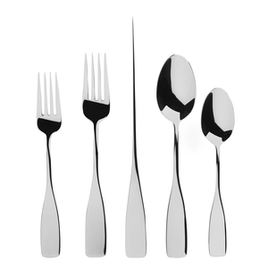 Ensemble de couverts élégants en acier inoxydable argenté, cuillère, fourchette, couteau, finition polie miroir, compatible lave-vaisselle, à prix avantageux. - Product Image 4