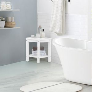 Panca Angolare per Doccia in Legno Resistente con Ripiano Portaoggetti per Rasatura Gambe, Stile Moderno e Lussuoso da Hotel - Product Image 2